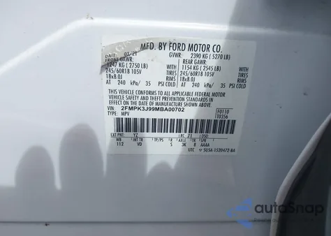 2021 Ford Edge Sel from USA, damaged, VIN 2FMPK3J99MBA00702